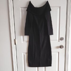 NWT Zara Eegant Off-Shoulder Black Knit Dress Size L
